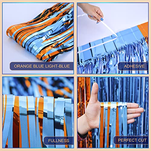 Blue Dog Party Foil Fringe Curtains - 2 Pack Tinsel Photo Backdrop