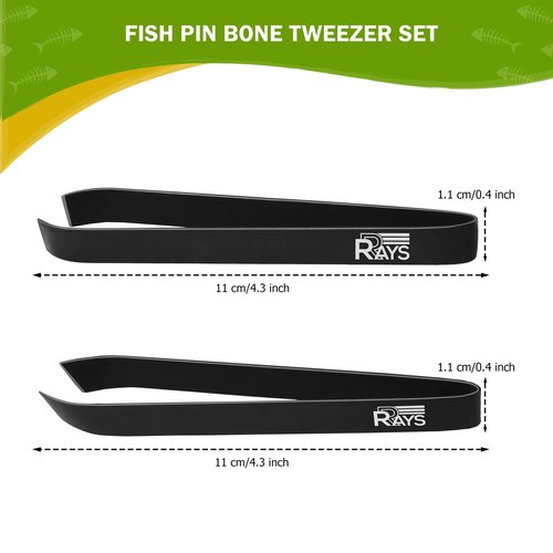Fish Bone Tweezer Set,4.3" Stainless Steel 2 Piece, Flat and Slant tips Fish bone removal tool.