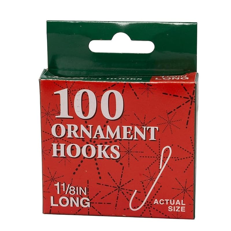 Silver Metal Christmas Ornament Hooks - 100-Piece Box Set for Tree Decor