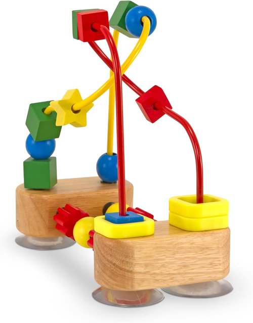 Melissa & Doug First Bead Maze - Educational Wooden Toy with Suction Cups for Toddlers Ages 1+