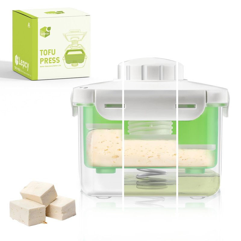 LEPCY Adjustable Tofu Press for 8-16 OZ Firm and Extra Firm Tofu with Drainage System & Free Package Opener. Dishwasher Safe and BPA Free, Refrigerator Friendly. Gifts for Mom Women