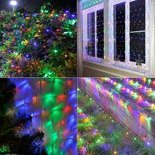 iBaycon 4FT x 6FT Multicolor Outdoor Christmas Net Lights Mesh with 8 Modes & Timer