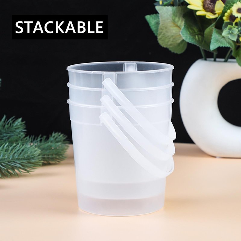 ToppYuanZea 20 Pack Plastic Rum Buckets for Drinks, 32OZ Cocktail Buckets with Lid and Straw, Reusable Smoothie Bucket, 1Liter Large Ice Cream Pails for Halloween Football Parties Bar