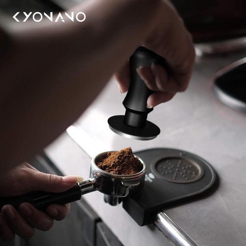 KYONANO 58.5mm Espresso Tamper, 30lb Spring-Loaded Calibrated Coffee Tamper, 304 Stainless Steel, Anodized Aluminum Handle Barista Tamper Suit for Over 58mm Rancilio, Gaggia Portafilter