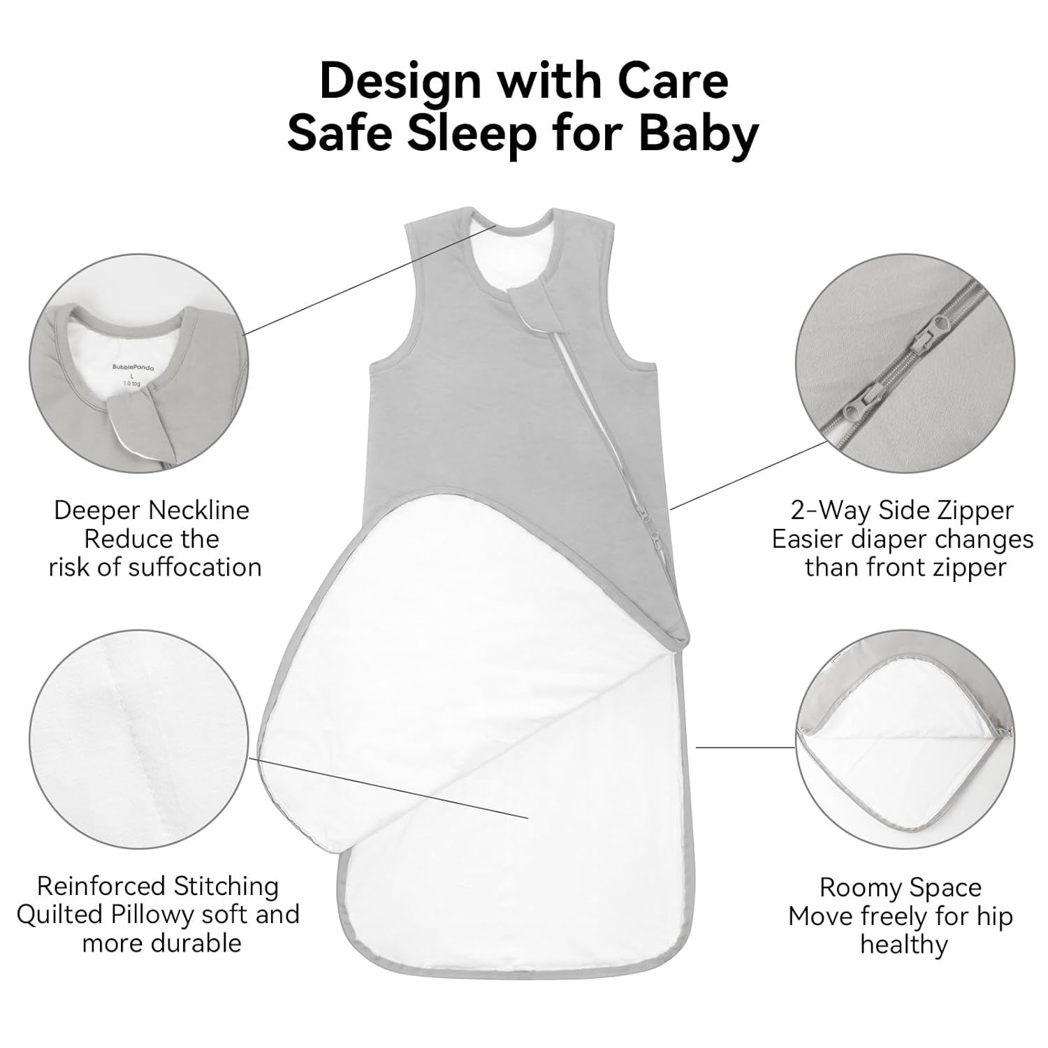 Rayon Made From Bamboo Sleep Sack - Ultra Soft 2.5 Tog Winter Blanket for Babies 6-12 Months | 2-Way Zipper
