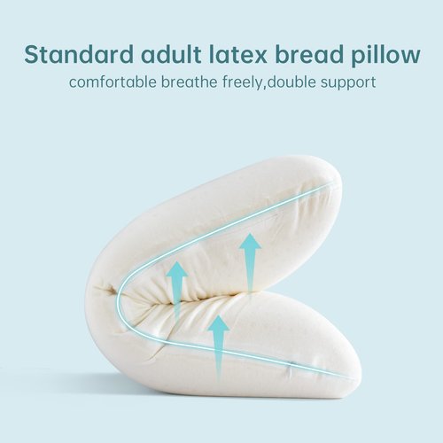 Talalay Latex Pillow, Medium Soft Latex Foam Pillow for Sleeping, Standard Size Bed Pillow for Back with Removable Cotton Inner Cover, Side and Stomach Sleepers, Helps Relieve Shoulder and Neck Pain