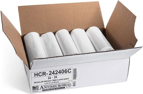 Aluf Plastics High Density Trash Bags - 10 Gallon, 1000 Count, 6 Micron | Clear for Office & Industrial Use