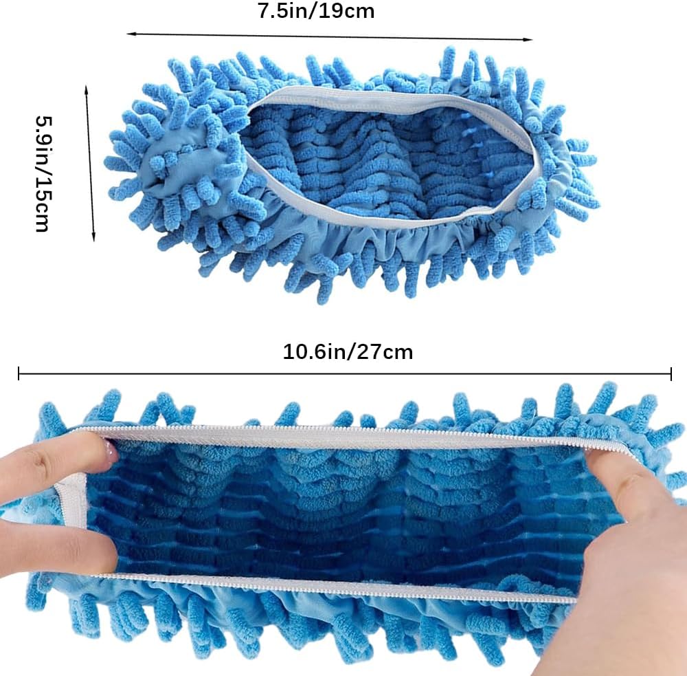 Skiennix Mop Slippers - 2 Pcs Blue Microfiber Cleaning Pads | Soft, Washable & Perfect for Floor Care