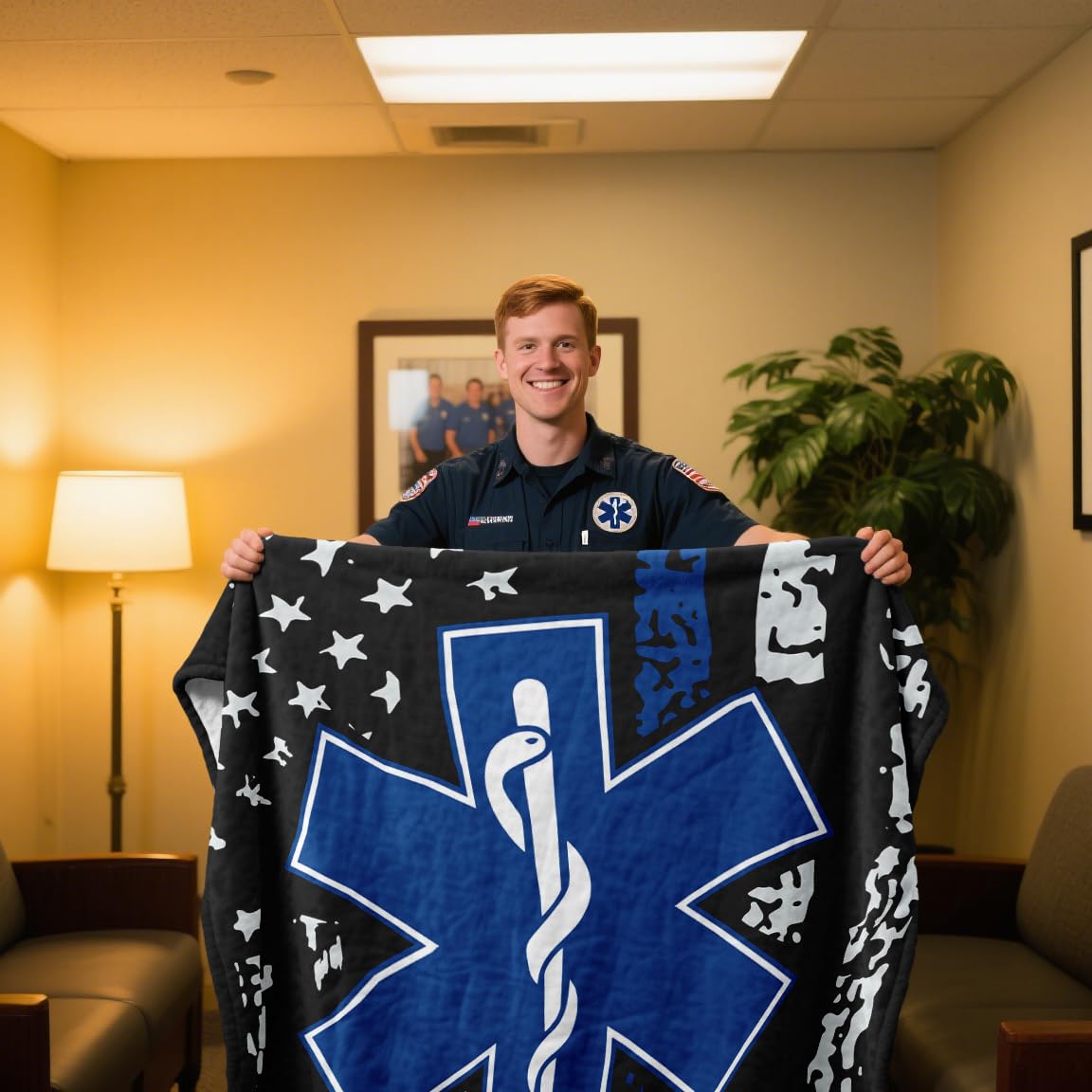 Joyloce Emergency Medical Technician Gift Blanket 60"X50", EMT/EMS Appreciation Gifts for Men Or Women, EMS Week Present Blanket, First Responder Thank You Gift Throws