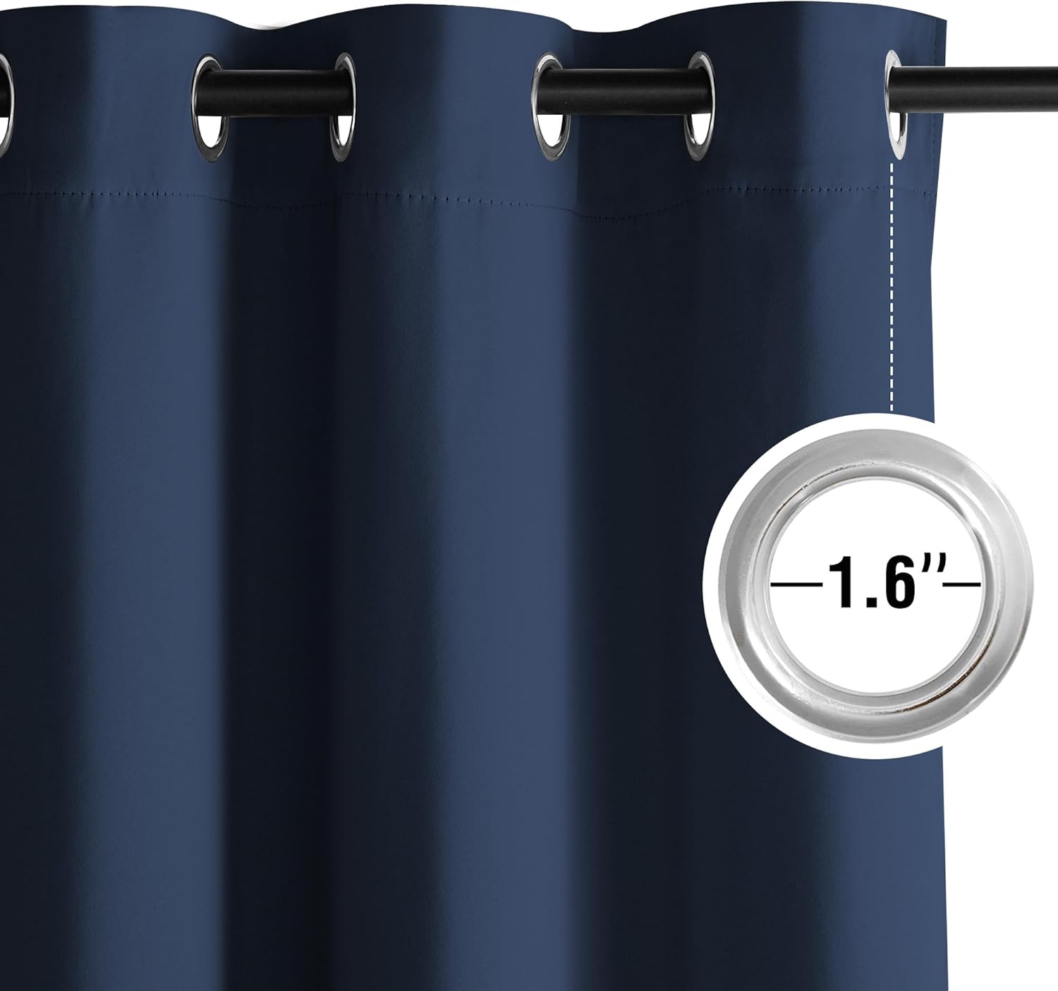 NICETOWN Room Darkening Curtains - Navy Blue Drapery Panels, Set of 2, W52 x L90
