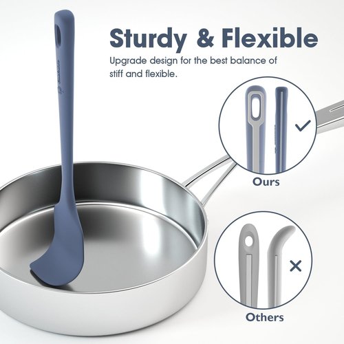 ChefAide Silicone Spatula Set - 4 Pieces, Ergonomic Heat-Resistant Design for Nonstick Cookware