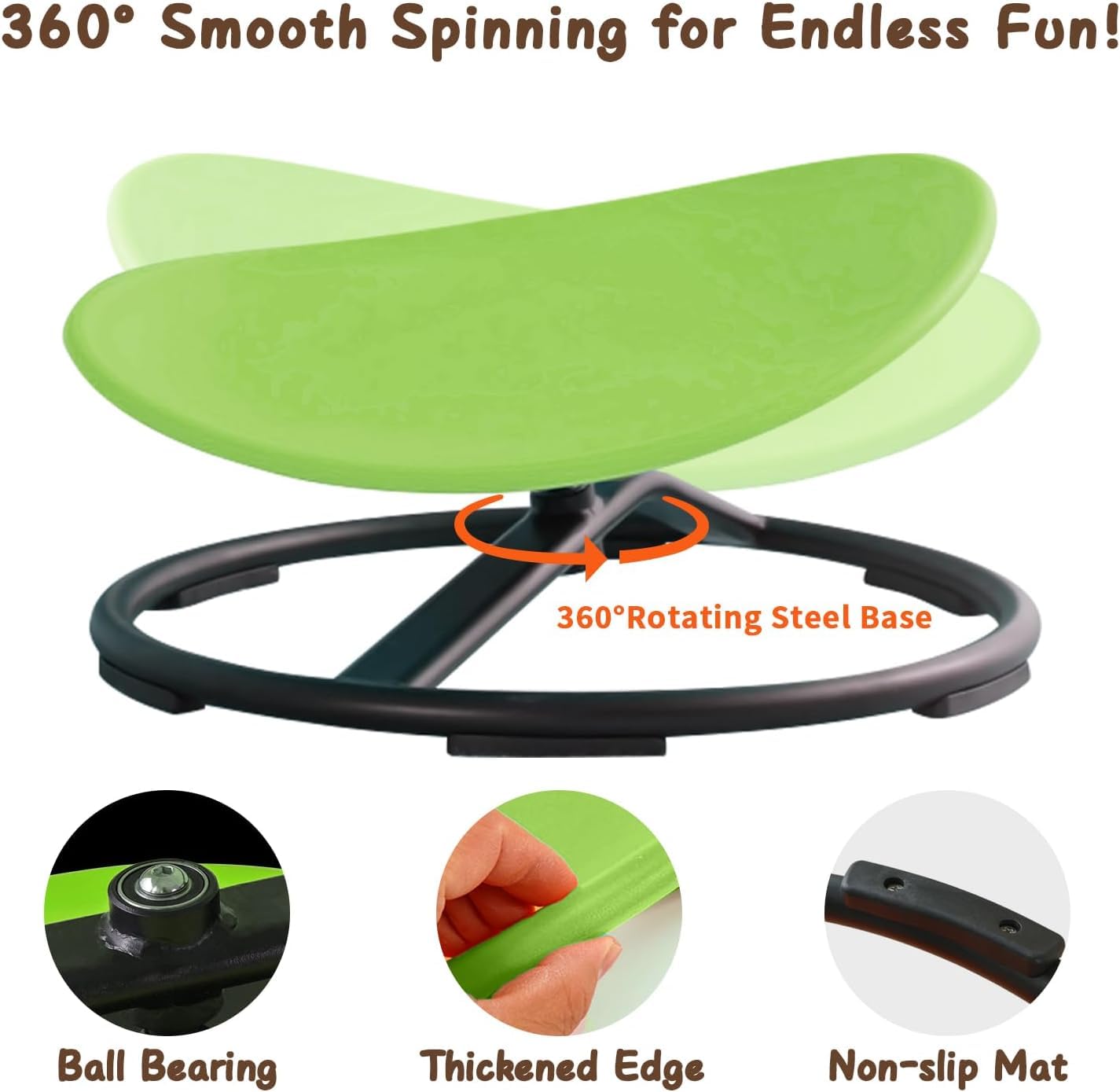 Kids Sensory Spinning Chair for Autism Ages 3+, Sit and Spin Swivel Chair for Kids with ADHD, Sensory Chairs for Autistic Children, Sensory Toys for Motion Sickness Relief, Balance Training (Green)