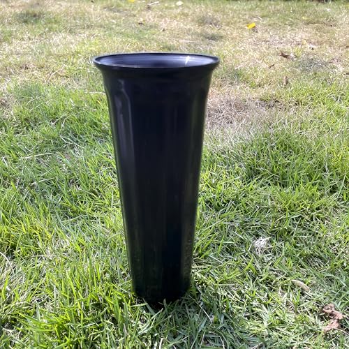 Cemetery Memorial Vases with Ground Stakes - 6 Pack Black Grave Flower Holders