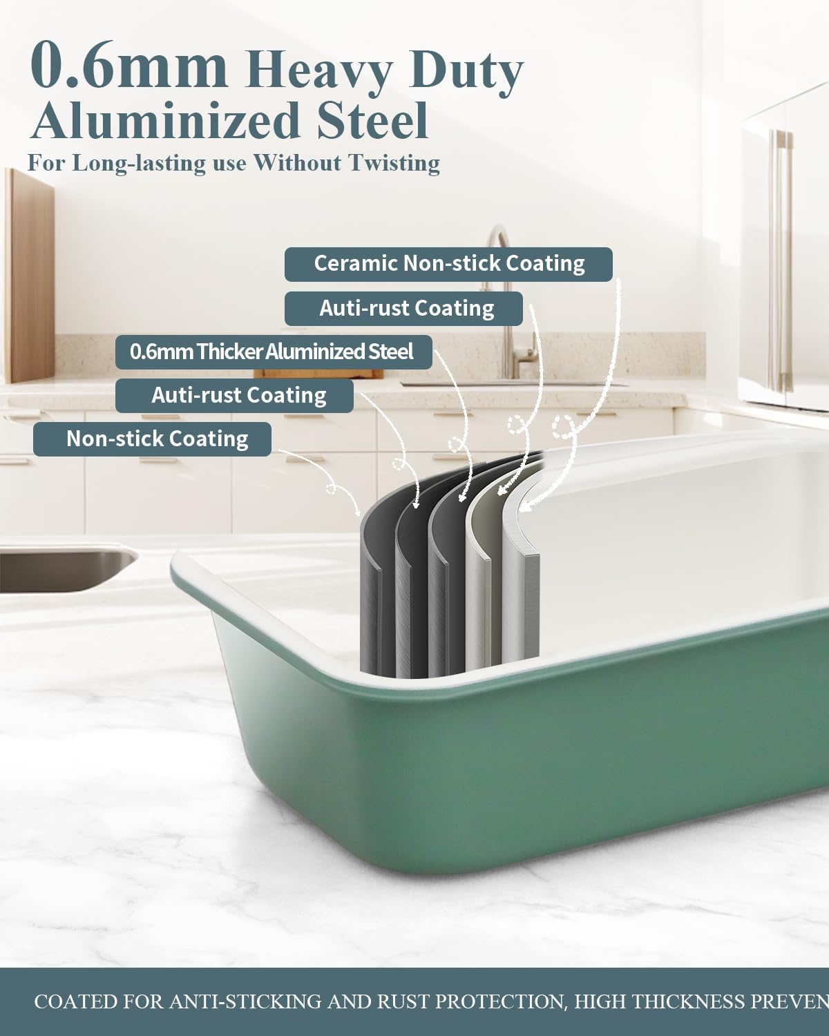 Skiennix Ceramic Nonstick Baking Pans Set - 33 PCS Stackable Bakeware, 550°F Oven Safe, Dishwasher Safe, Green