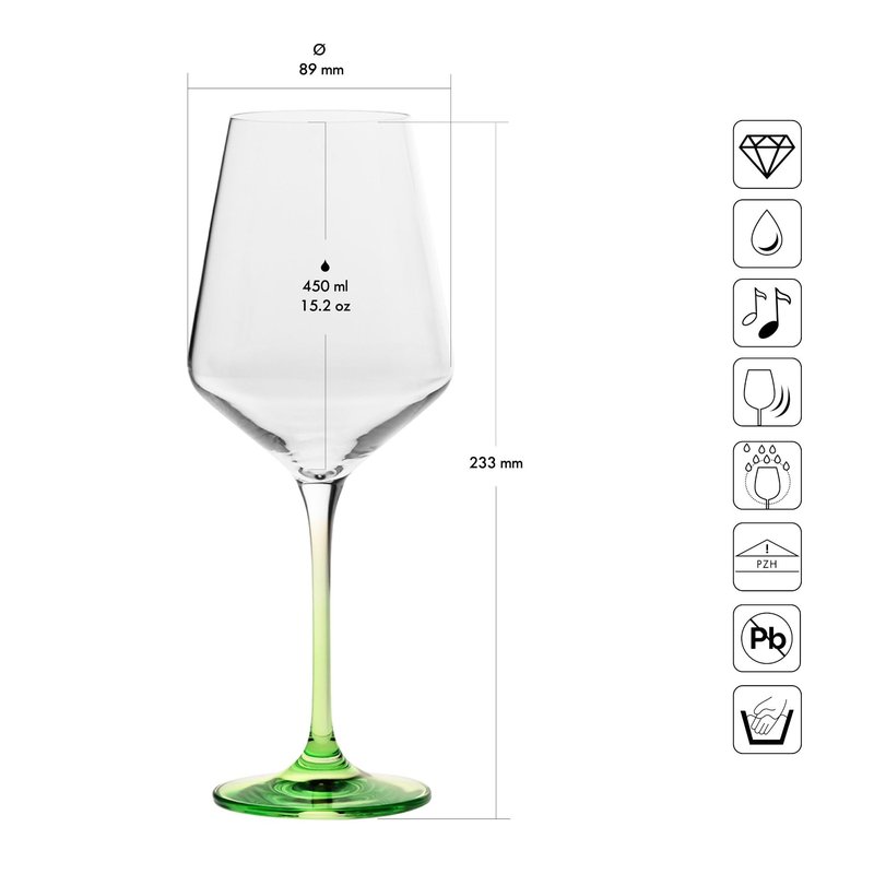 Krosno White Wine Glasses 4, Set of 4 Color Stemmed Glasses, Wedding Gift, Party Crystal Glass, Lead-Free, Durable, Scratch Resistant, Gift Idea, Made in Europe