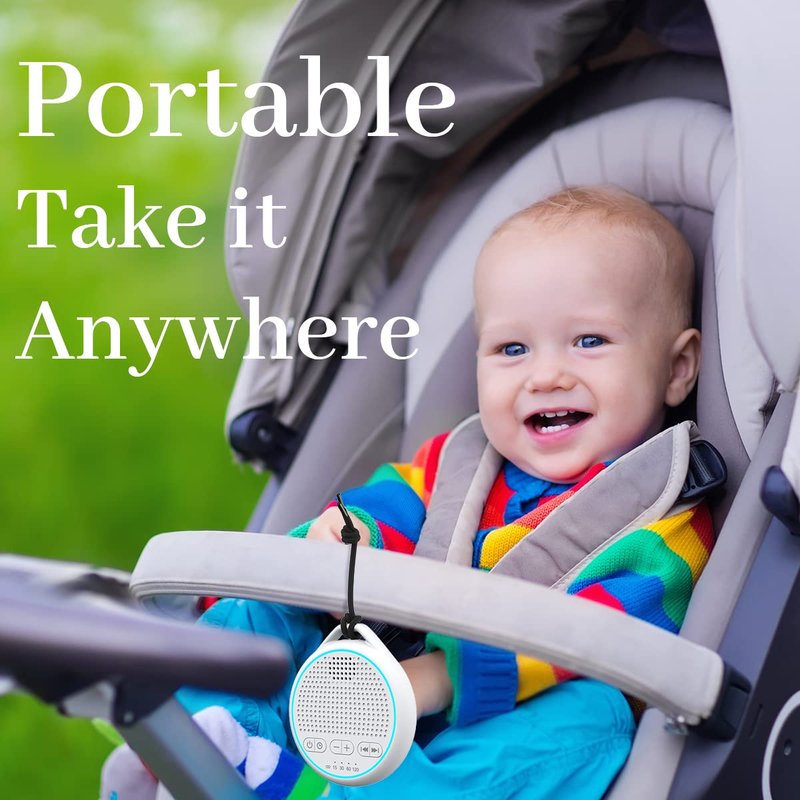 Fourair White Noise Sound Machine with 25 Soothing Natural Sounds Rechargeable Battery Portable for Travel 32 Volume Levels 5 Timers Compact Size for Baby Kids Adults Sleeping (Black-Upgrade)