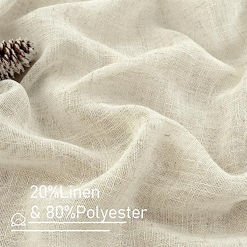 Ivory Semi Sheer Linen Curtains 84 Inch - Light Filtering Drapes (Set of 2)