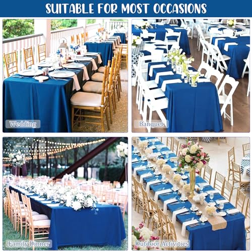 Fivenl 8-Pack Royal Blue Tablecloths 90x132 Inch Rectangular – 8ft/6ft Tables, Polyester, Washable, Wedding Banquet