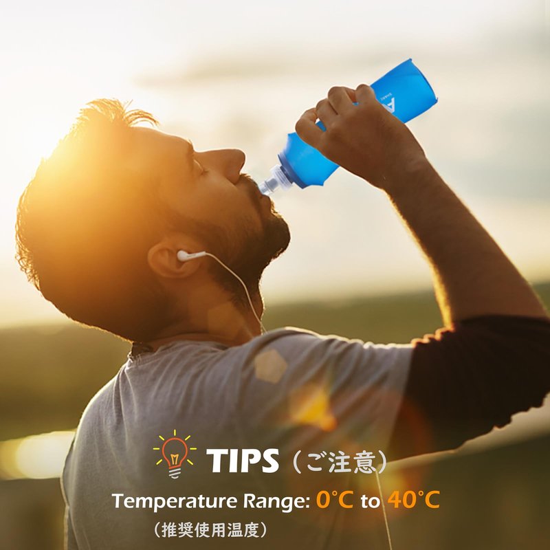 TRIWONDER Collapsible Water Bottles TPU Soft Flask Running Bottles BPA-Free Sports Flasks for Hiking Climbing Camping (250ml/8.45oz with Straws - Pack of 2)