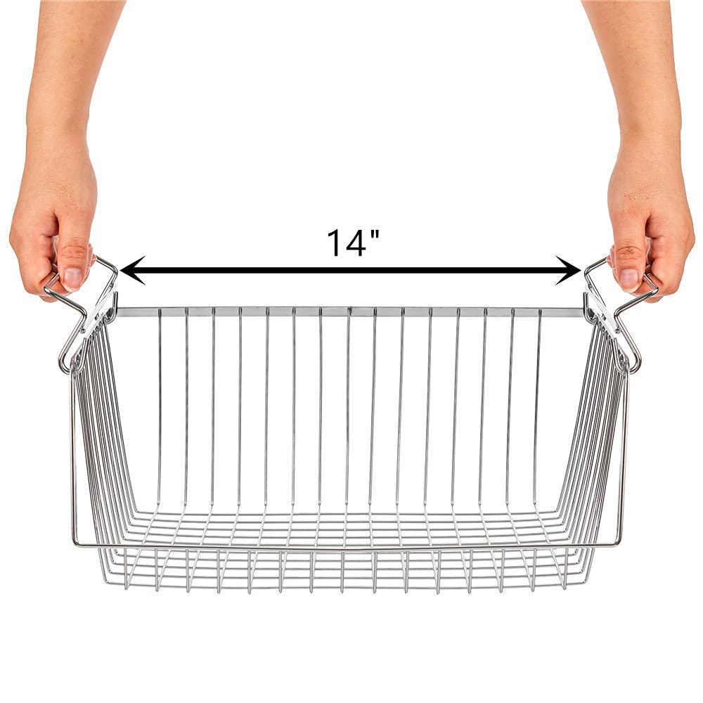 SANNO Stacking Baskets Bin Baskets Wire Storage Baskets Organization Farmhouse Scoop Baksket for Pantry, Kitchen, Closets, Bathroom, Cabinets, Kitchen, Set of 3