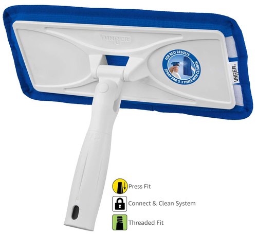 Unger SpeedClean Indoor Window Cleaner, Household Cleaning Supplies, Works with Glass and Natural Cleaners and Solutions, Attracts Dust and Dirt, Reusable Microfiber Pad