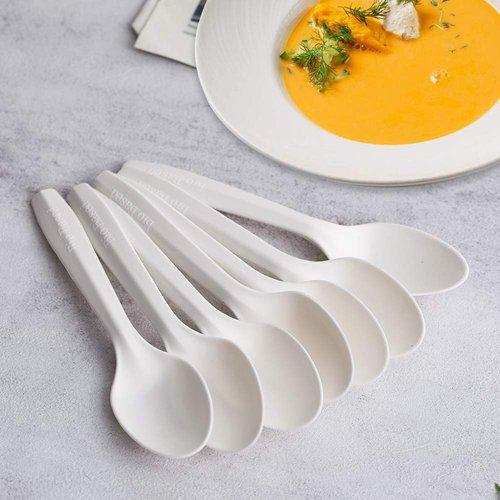 Eco-Friendly Compostable Spoons 150 Pieces Disposable Spoons Made from Starch Durable and Heat Resistant Biodegradable Utensils Great for Party Restaurant Suppluies or Daily Use