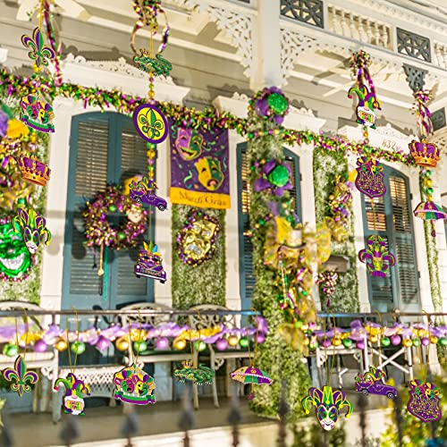 36 Pcs Mardi Gras Masquerade Ornament Set – Wooden Holiday Tree Decorations