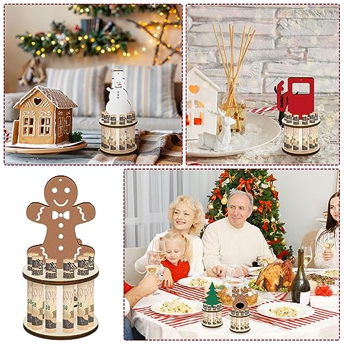 Assorted 5 Pcs Christmas Wooden Money Holders with 10 Holes - Holiday Gift Decor