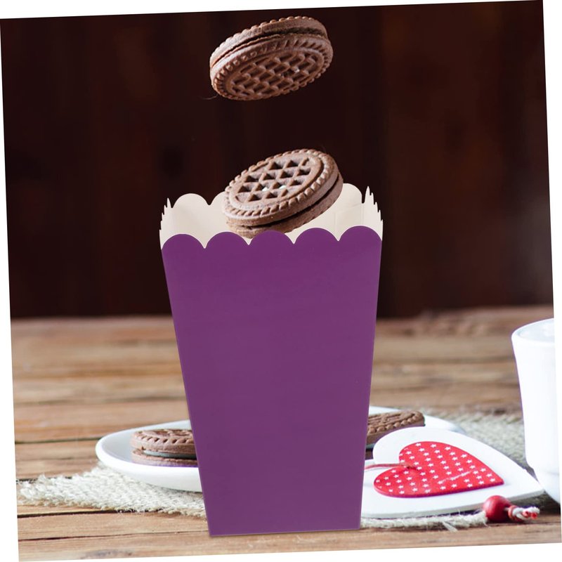 UPKOCH 50pcs Purple Popcorn Boxes, 10.7x7.5cm Snack Containers for Movie Theater/Candy Buffet, 250g Cardboard Party Favors Bulk for Wedding/Home Theater/Carnival