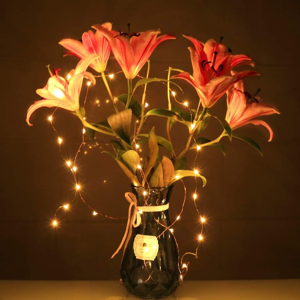 TenSteed Fairy String Lights - 6 Pack Battery Operated LED Starry Lights | 7.2ft Silvery Copper Wire for Christmas & Weddings