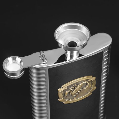 TOX TANEAXON 10 oz Scorpion Pattern Pocket Stainless Steel Whiskey Liquor Hip Flask with Funnle and Box