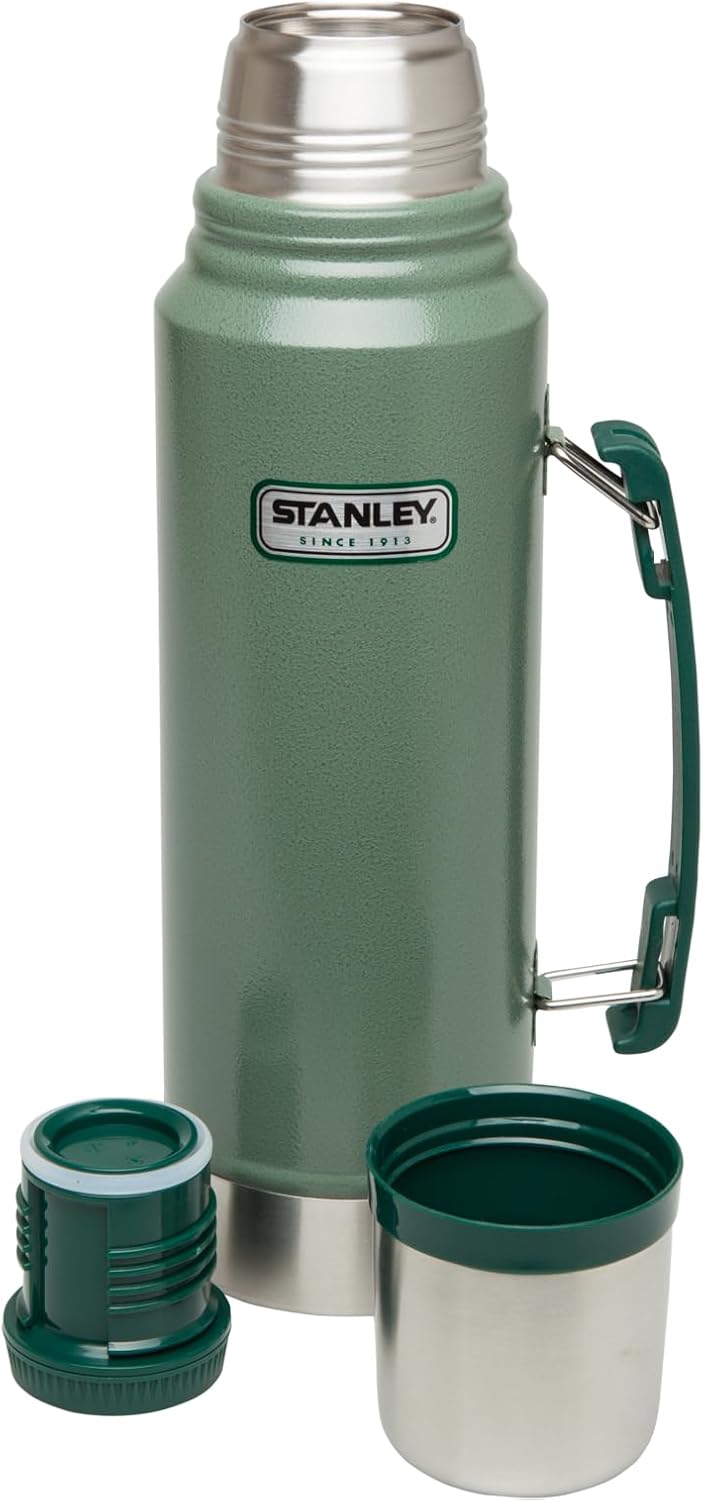Stanley Heritage Classic Vacuum Bottle - 1.1 Qt Insulated Stainless Steel | Wide Mouth & Leakproof Cup Lid | Hammertone Green
