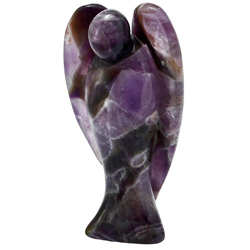 SUNYIK 3" Amethyst Guardian Hind-Carved Guardian Angel Statue, Polished Crystal Healing Stone Praying Angel Figurine for Home Office Spiritual Gift, Reiki Blessing Pocket Amulet for Women