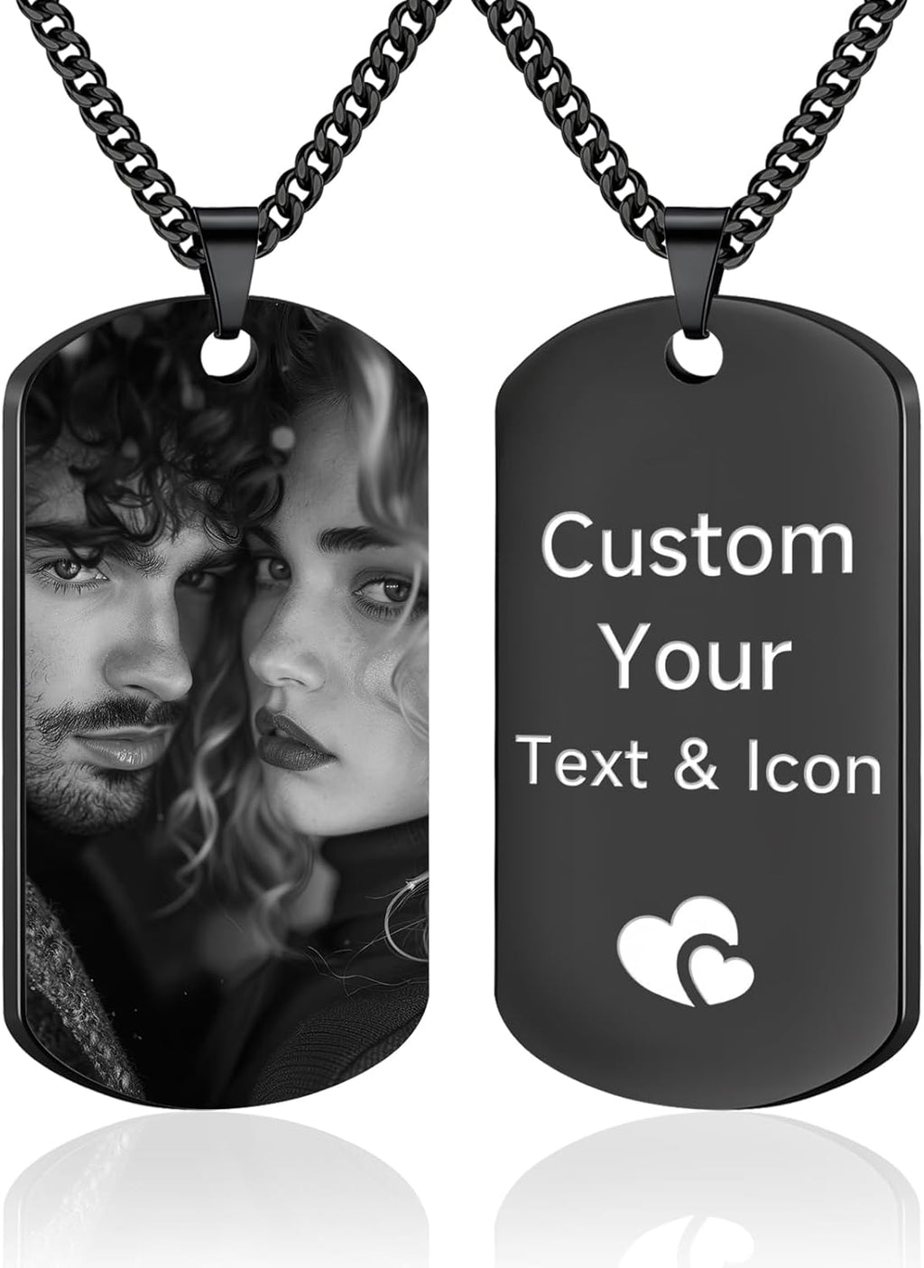 Skiennix Personalized Picture Necklace - Custom Engraved Dog Tag for Unique Gifts | Men & Women