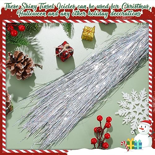 Lyrow Laser Silver 6000 Tinsel Icicles for Christmas Tree & Holiday Decor - 6 Packs