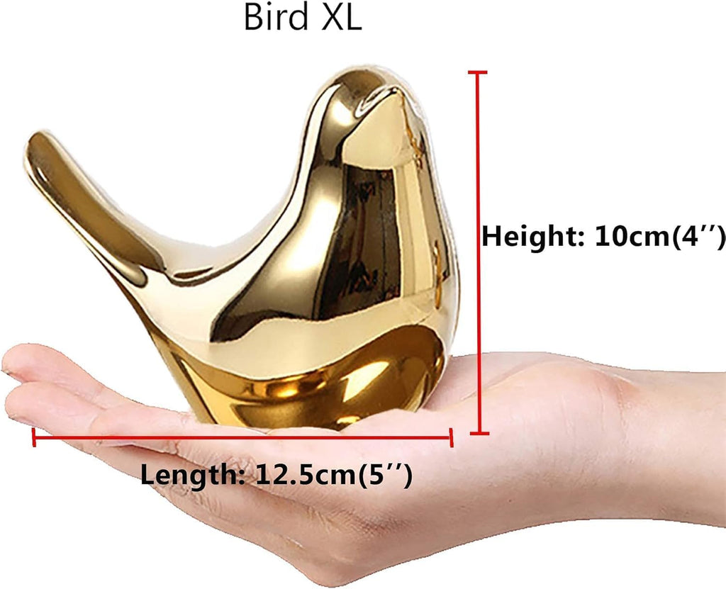 Regine Switzerland Big Size Gold Bird Statue - Modern Home Decor Figurine for Living Room & Office
