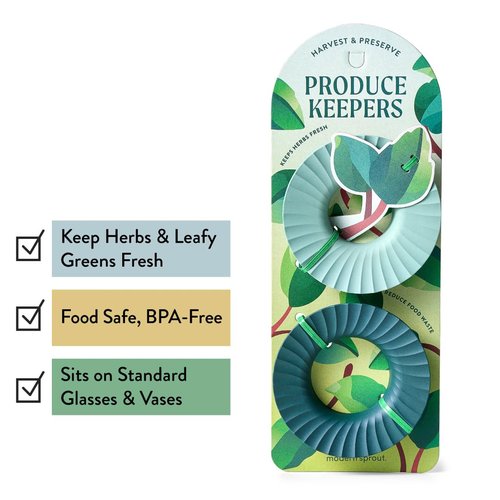 Modern Sprout Produce Keeper for Fresh Herbs & Greens - Eco-Friendly, BPA-Free, Sustainable Materials - Extends Freshness Up to 2 Weeks - Gift for Plant Lovers and Home Chefs - 2 Pack
