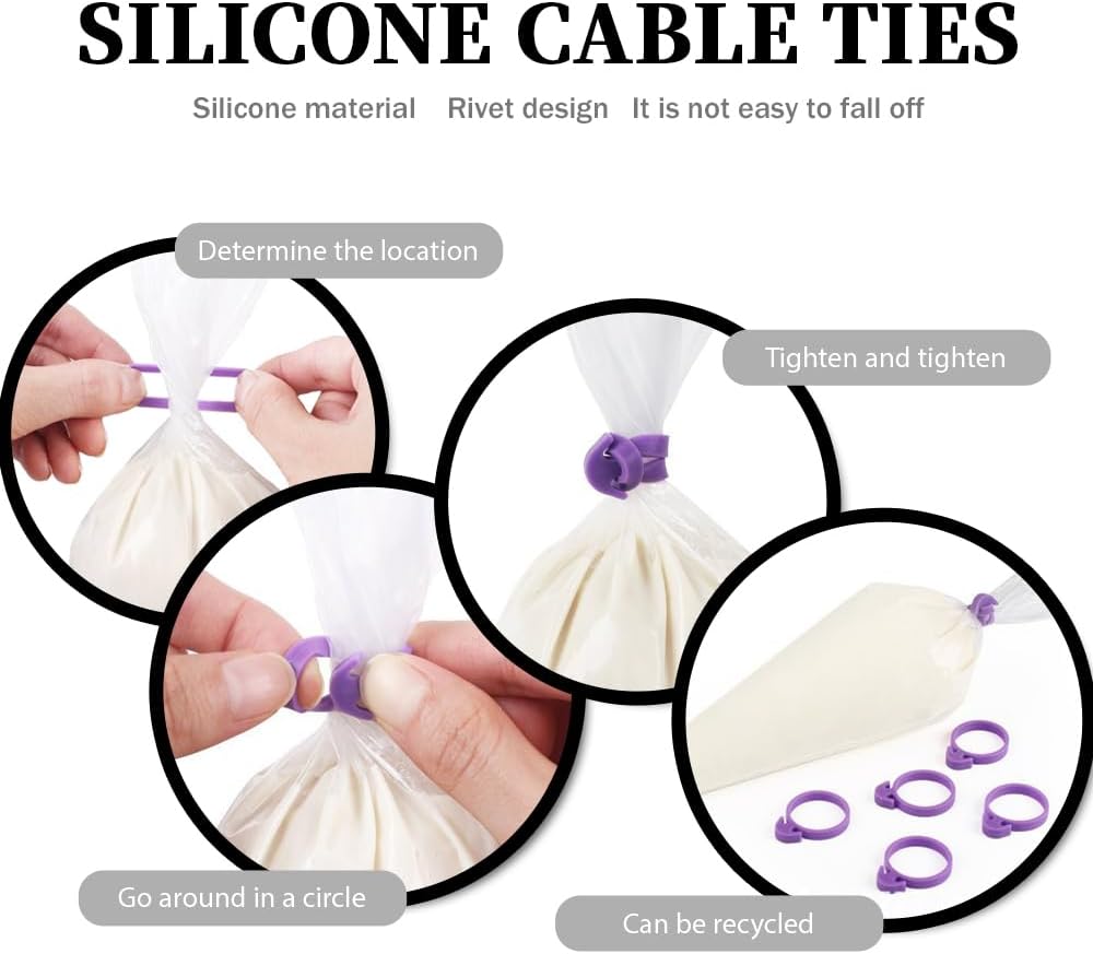 Skiennix Beginner Cake Decorating Kit - 50 Pcs Disposable 12-Inch Piping Bags & 3 Scrapers | Thickened Anti-Burst Design