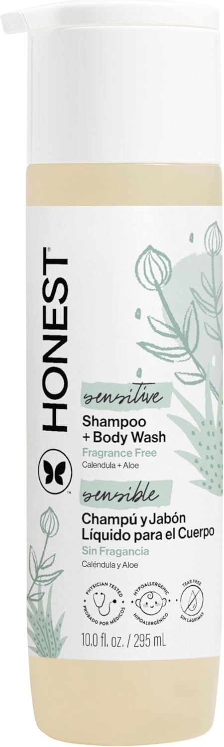 The Honest Company 2-in-1 Baby Shampoo & Body Wash - Fragrance-Free, Tear-Free, Hypoallergenic, 10 fl oz