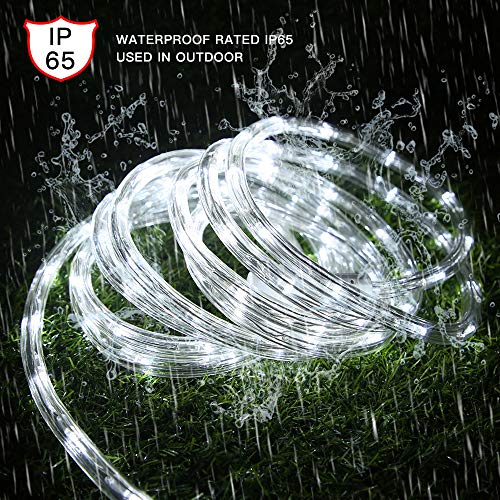 33ft LED Rope Lights, Waterproof Connectable Daylight White for Patio & Garden