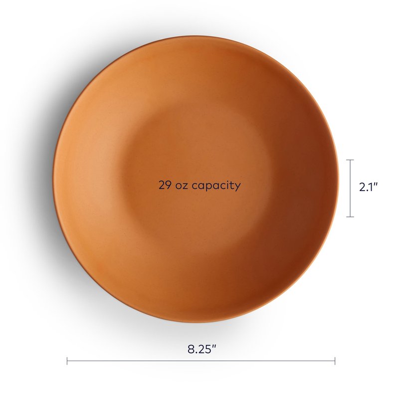 Year and Day Outdoor Set of 4 Unbreakable Lightweight Pasta and Dinner Bowls, Plant Based Material, Durable and Reusable, Canyon Terracotta, 8.25 Inch