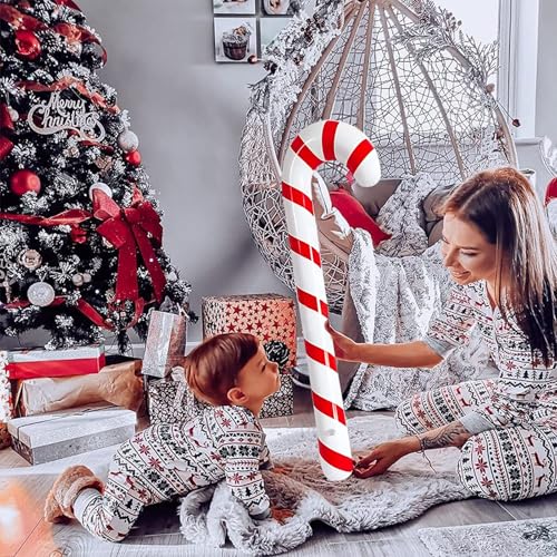 QIFU 3Pcs 35in Inflatable Christmas Candy Cane – Holiday Decor, Model A
