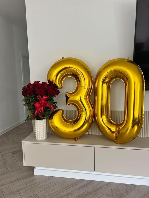 Happy 25th Birthday Decorations - Gold Foil 40-Inch Balloon Numbers for Women | 2, 5, 25, 52 Party Supplies