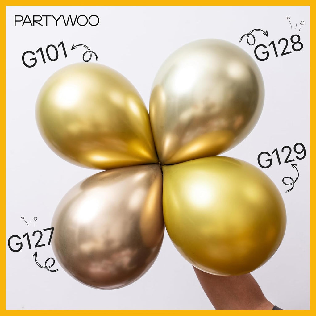 PartyWoo Metallic Gold Balloons - 50pcs 12 Inch Chrome Latex Helium Balloons for Celebrations