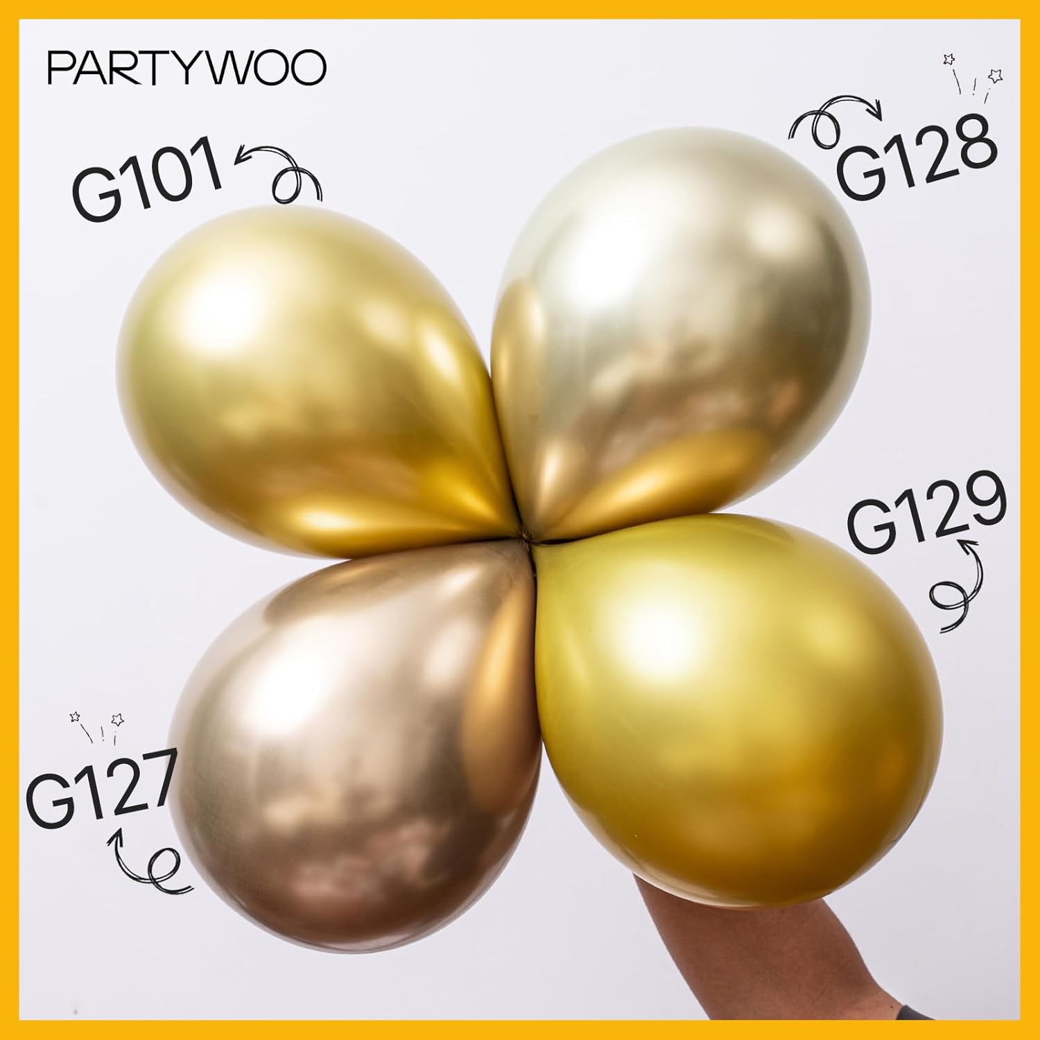 PartyWoo Metallic Gold Balloons - 50pcs 12 Inch Chrome Latex Helium Balloons for Celebrations