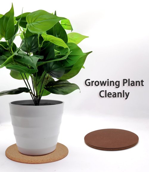 KITLAB Cork Plant Coasters, Double Layers Hard Thick Planter Coaster, 12 Inch Absorbent Mats, Cork Trivets for Hot Dishes, Coasters for House Plants, 2 Pcs