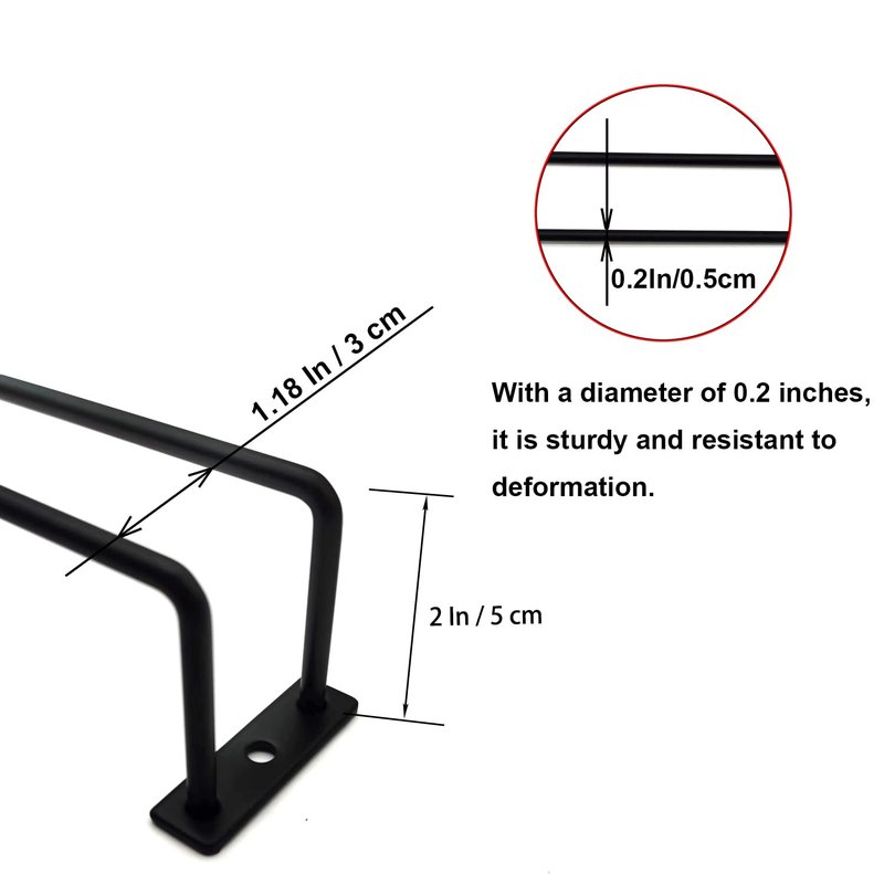 RedDreamer 14-Inch Black Wine Glass Rack, Under Cabinet Wine Glass Holder, Stemware Rack, Hanging Stemware Holder, Set of 2