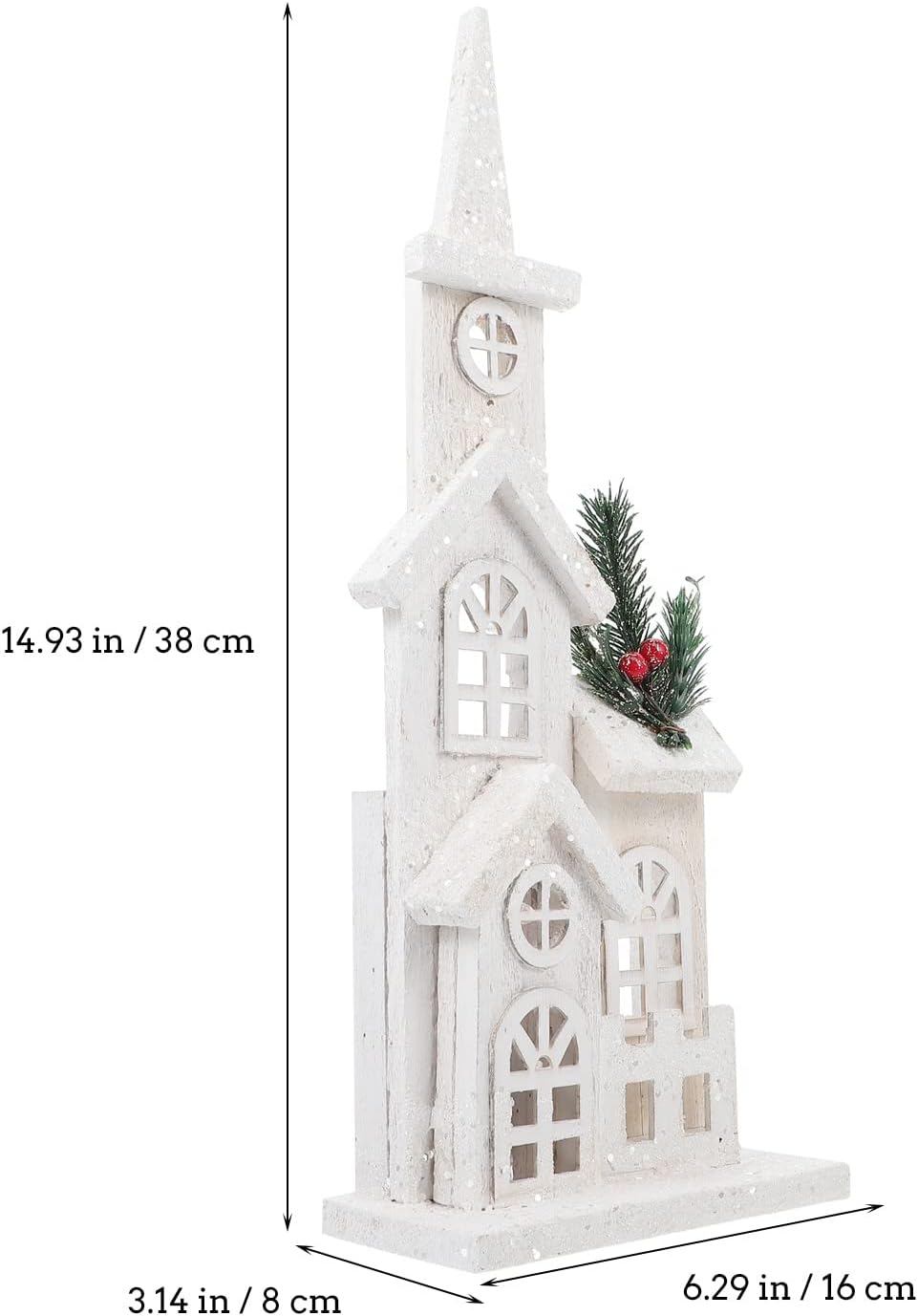 NUOBESTY Christmas LED Church Light House - Festive Wood Village Snow Scene Decor for Holiday Home