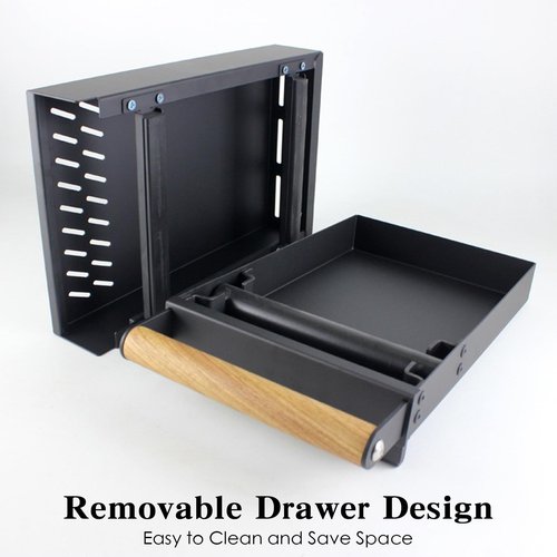 Handle Drawer Knock Box, Stainless Steel Detachable Coffee Stick Tapping Container, Shock-Absorbing And Durable Barista Style Tapping Box, Detachable Tapping Stick, Wooden Handle (Silver)