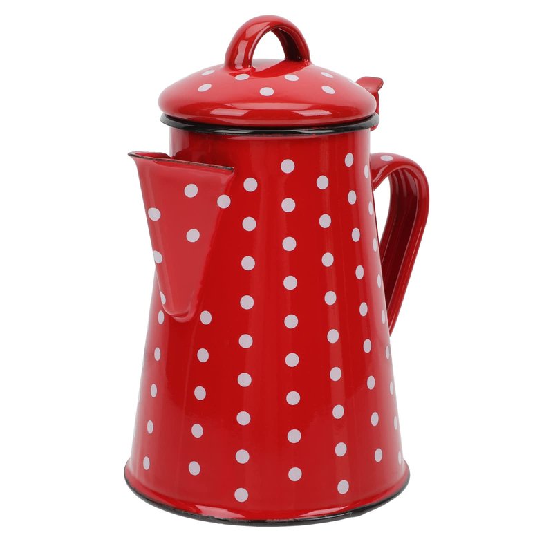 Zerodeko Enamel Kettle 7.48 Inch Pour-over Pot with Heat-Resistant Handle 17 Oz Household Stovetop Water Boiling Kettle for Kitchen Use